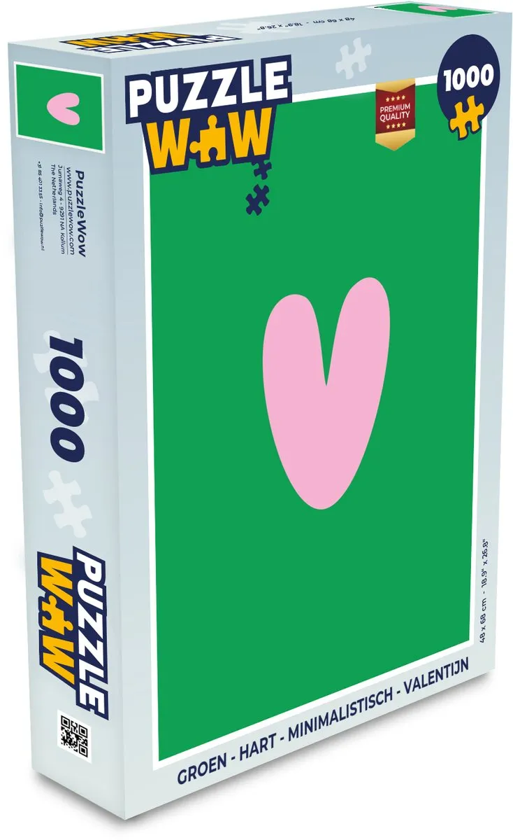 PuzzleWow Valentijn Hart Legpuzzel 1000 Stuks - Groen Roze