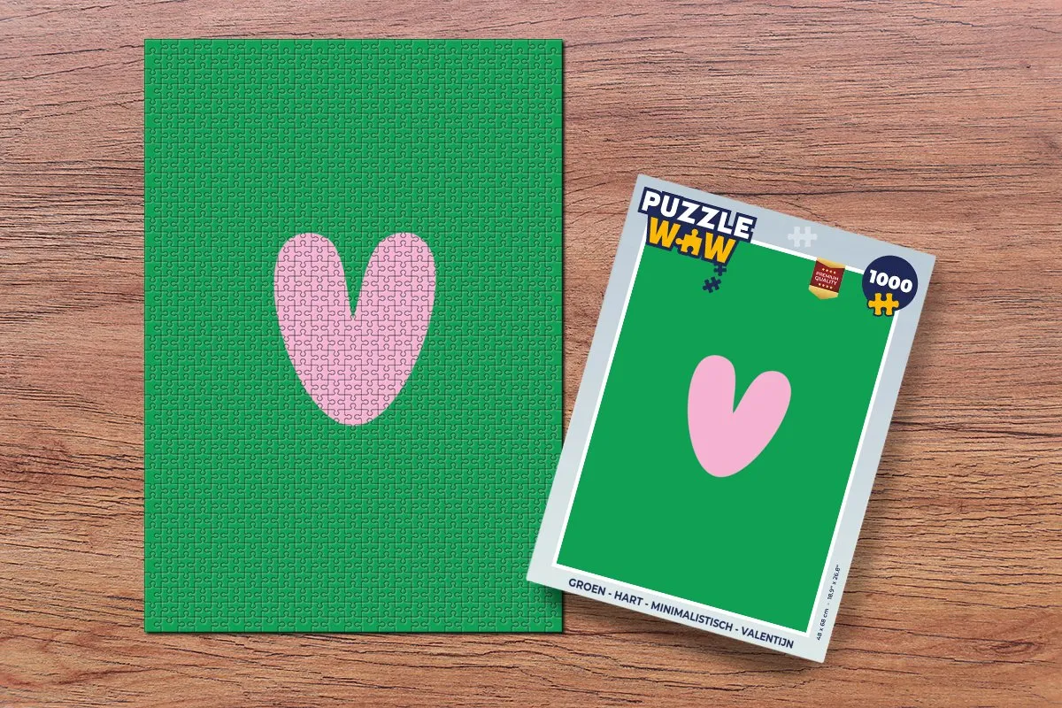 PuzzleWow Valentijn Hart Legpuzzel 1000 Stuks - Groen Roze