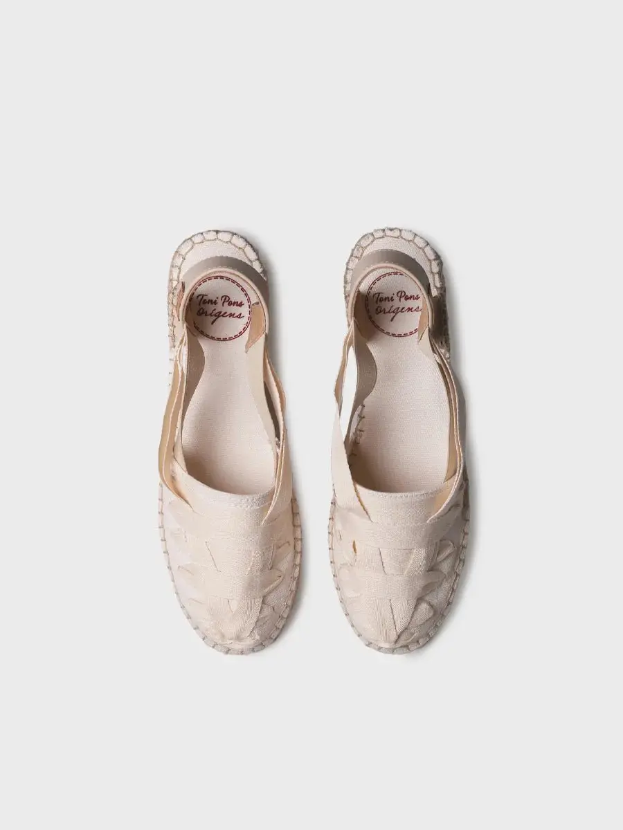 Canvas espadrille met sleehak en linten voor dames