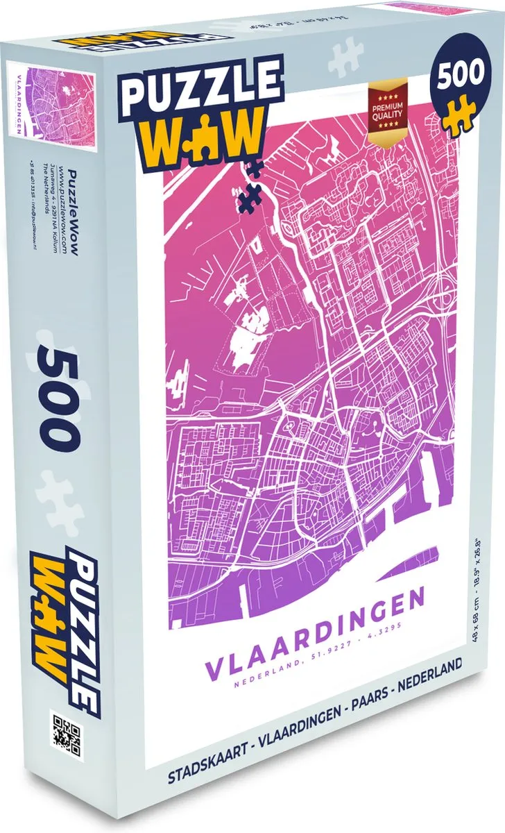 PuzzleWow Stadskaart Vlaardingen Legpuzzel 500 Stuks - Multicolor