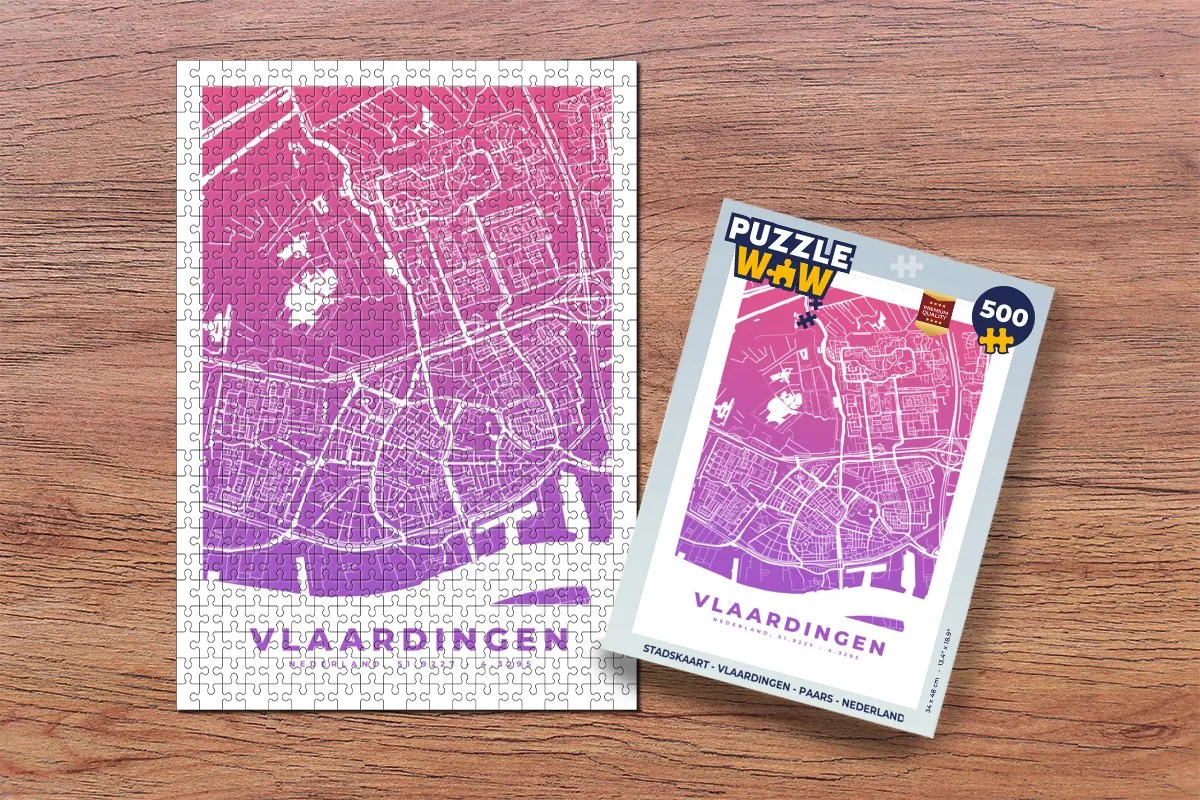 PuzzleWow Stadskaart Vlaardingen Legpuzzel 500 Stuks - Multicolor