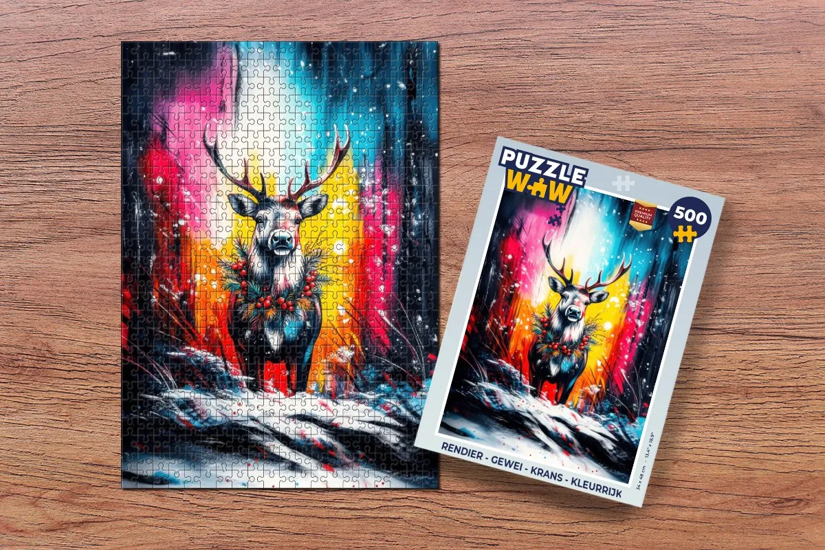 PuzzleWow Rendier Gewei Krans Legpuzzel 500 Stuks