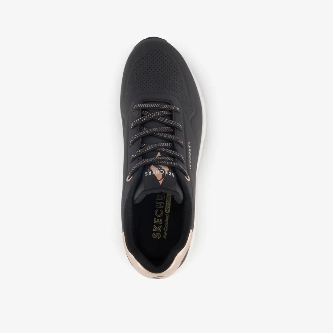 Skechers Uno-Shimmer Away Dames Sneakers - Zwart