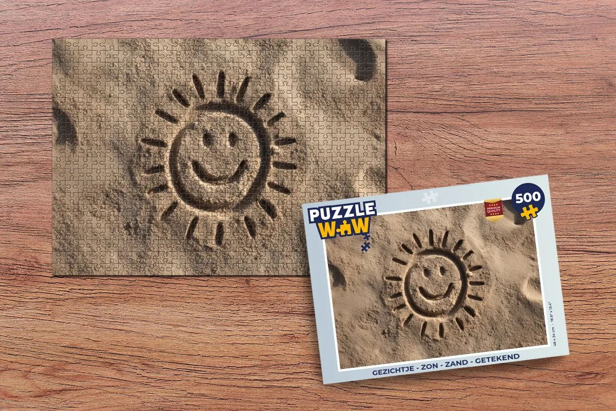 PuzzleWow Legpuzzel 500 Stuks - Gezichtje Zon Zand