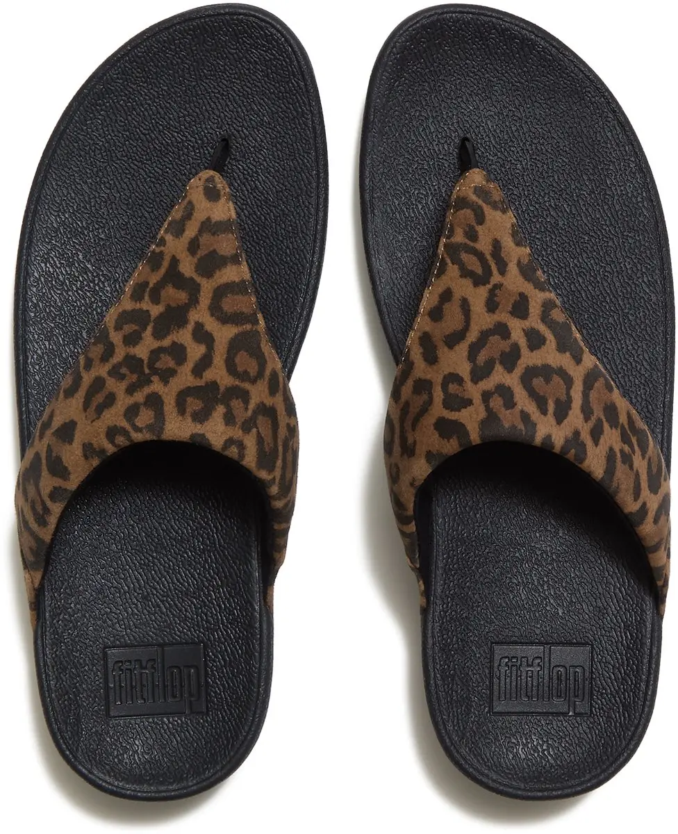 FitFlop Lulu Suede Leopard Toe-Post Sandals