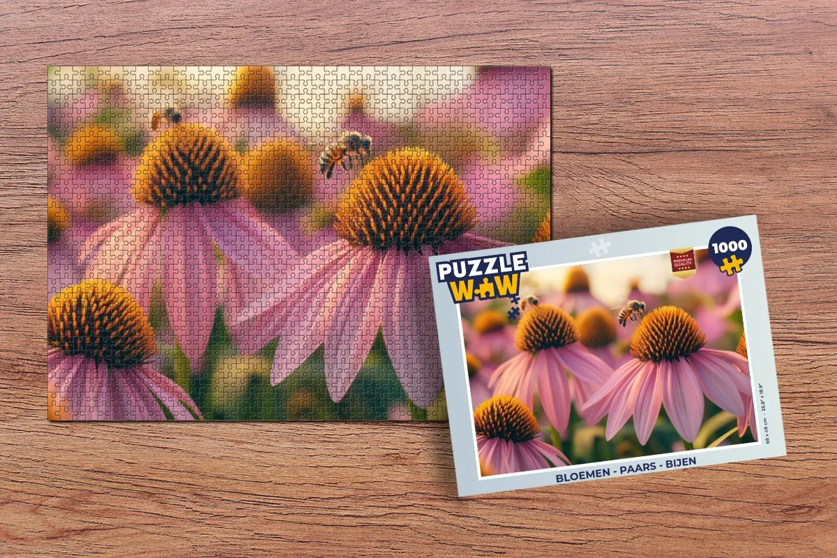 PuzzleWow Bloemen Legpuzzel 1000 Stuks - Paars/Rozig