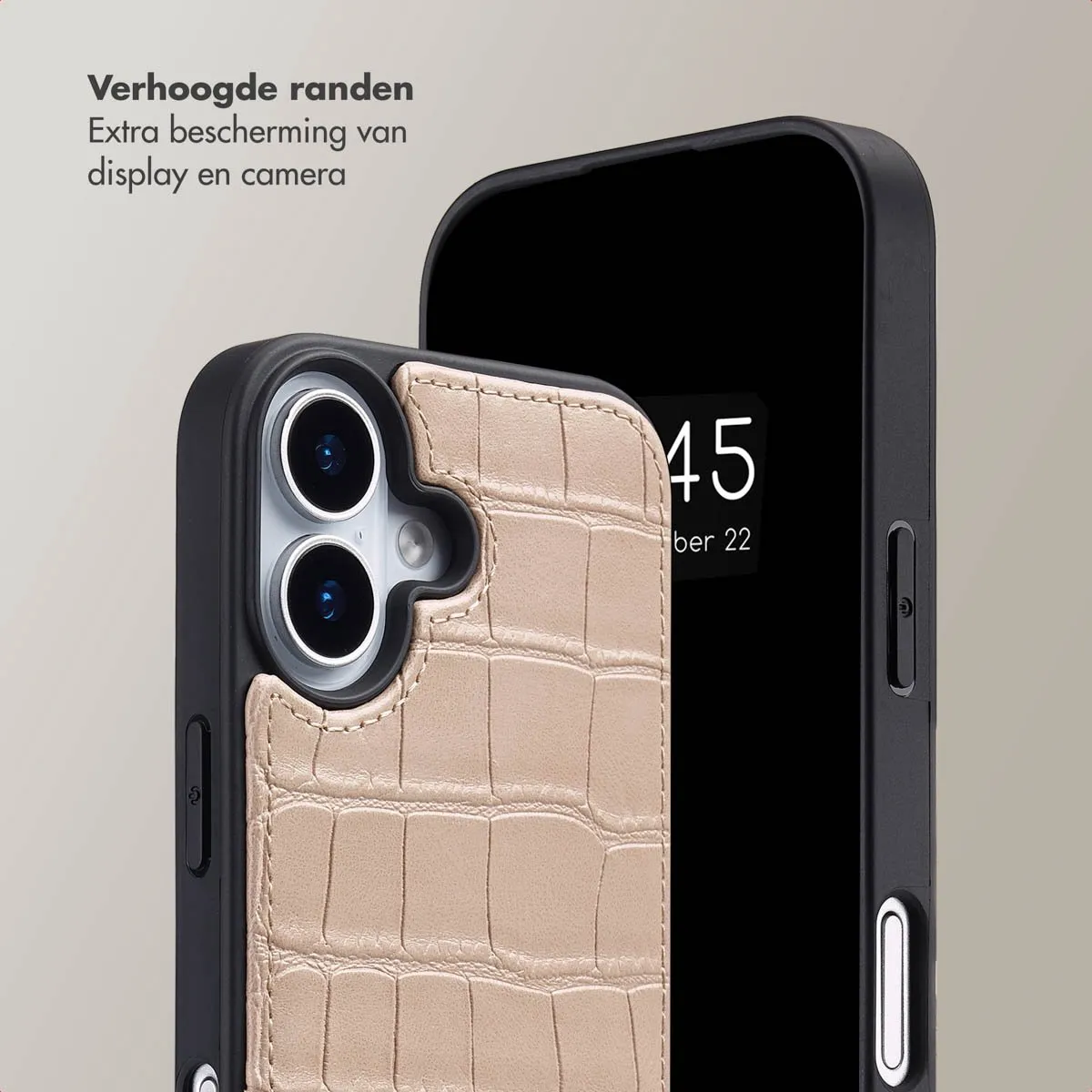 Selencia Hoesje iPhone 17 Croco Beige - 2 Pasjes