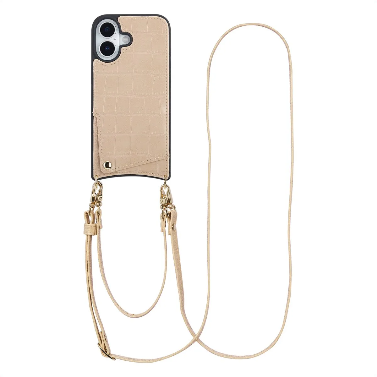 Selencia Hoesje iPhone 17 Croco Beige - 2 Pasjes