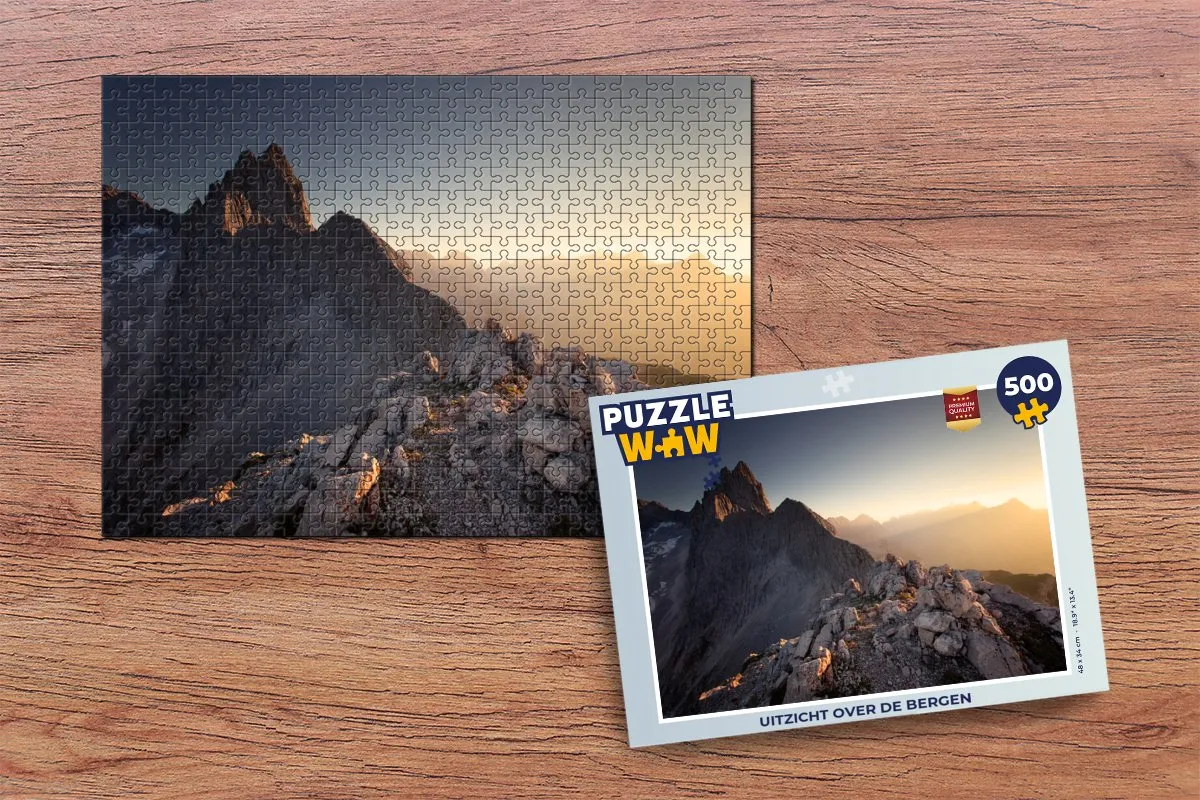 PuzzleWow Legpuzzel 500 Stuks - Uitzicht op de bergen Multicolor
