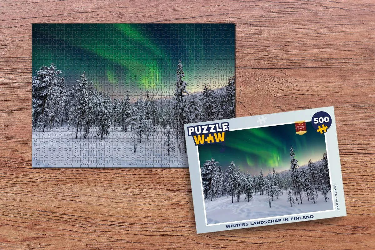 PuzzleWow Winters Landschap Finland Legpuzzel 500 Stuks - Multicolor