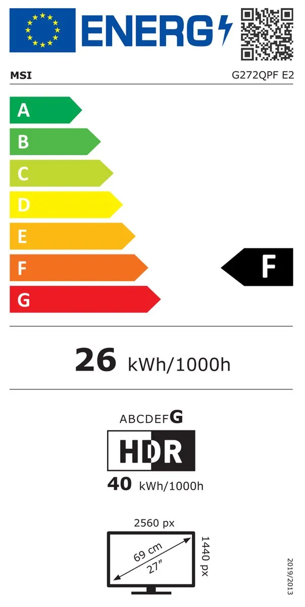MSI G272QPF E2 WQHD Gaming Monitor 180Hz - 27 Inch