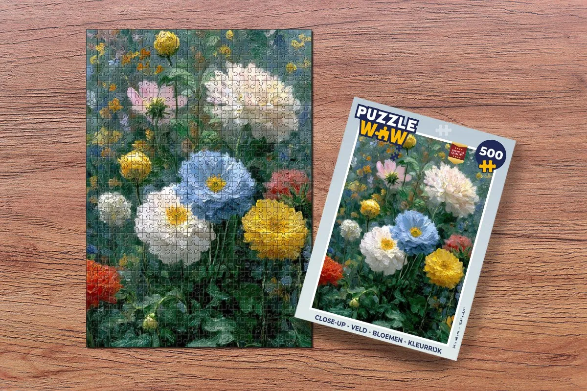 PuzzleWow Close-up Veld Bloemen Legpuzzel 500 Stuks - Kleurrijk