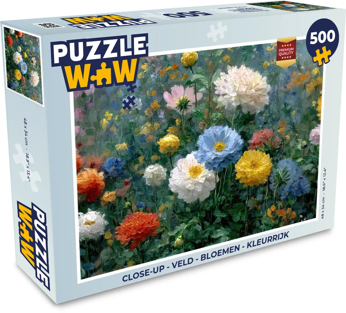 PuzzleWow Close-up Veld Bloemen Legpuzzel 500 Stuks - Kleurrijk