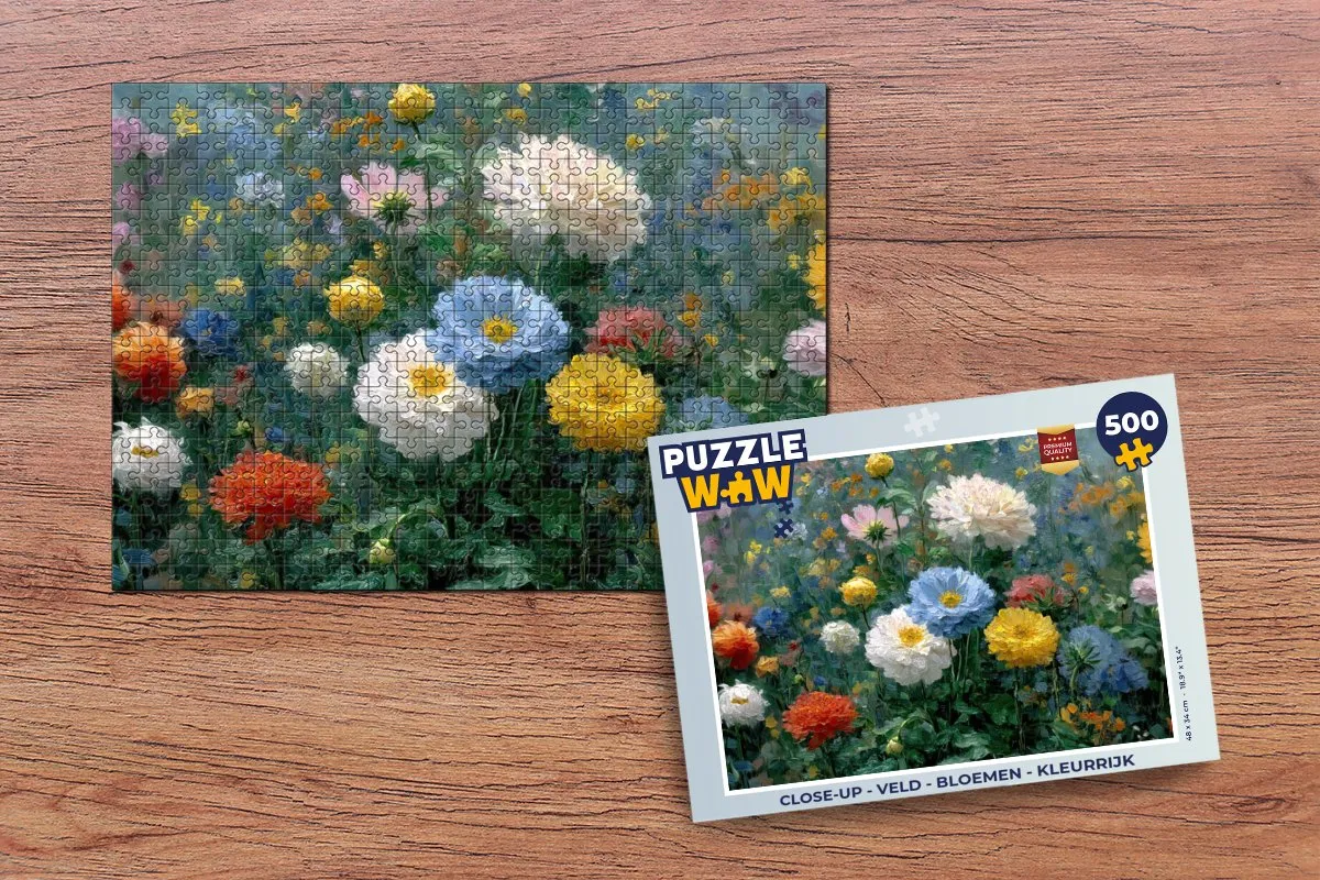 PuzzleWow Close-up Veld Bloemen Legpuzzel 500 Stuks - Kleurrijk