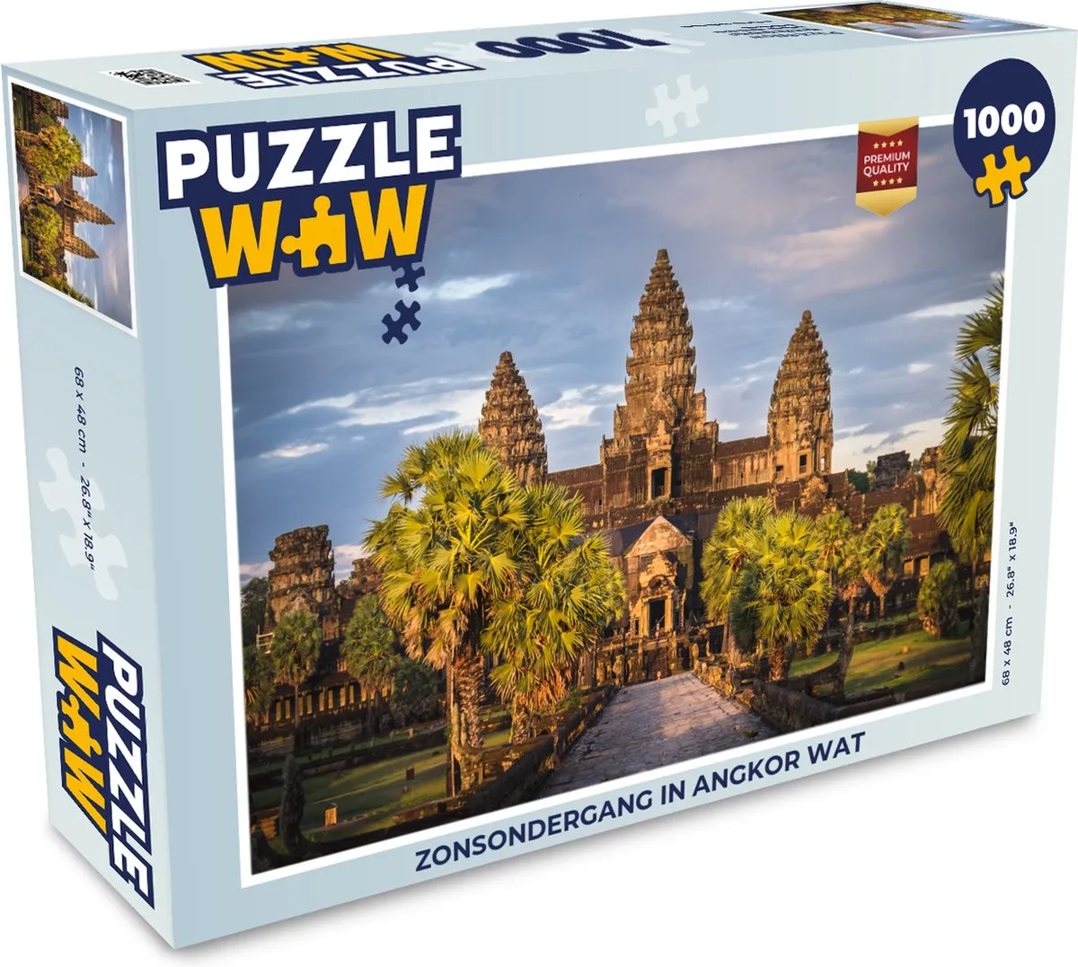 PuzzleWow Zonsondergang in Angkor Wat Legpuzzel 1000 Stuks - Multicolor