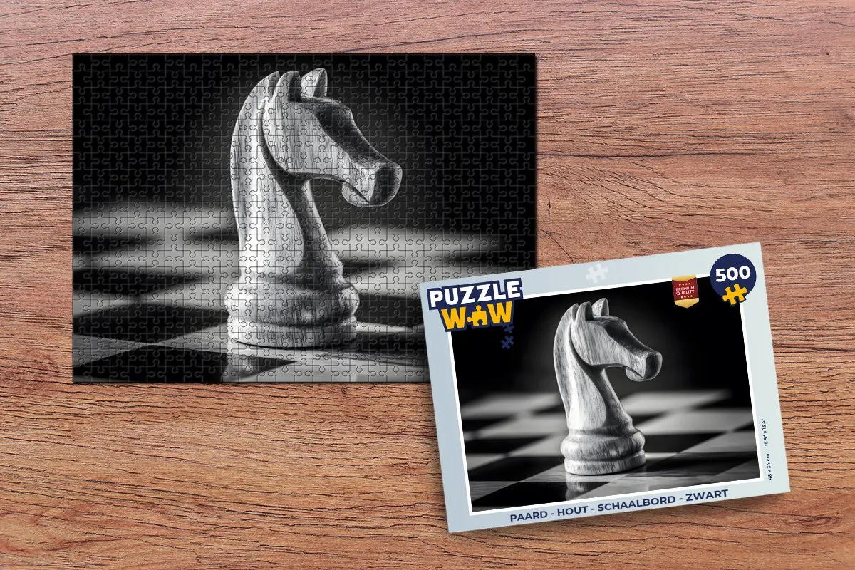 PuzzleWow Paard Schaakbord Legpuzzel 500 Stuks - Zwart