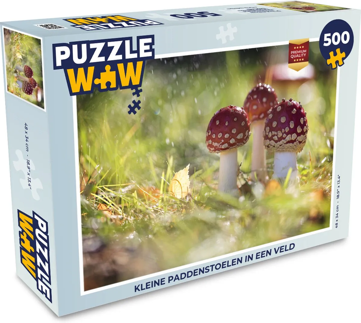 PuzzleWow Kleine paddenstoelen in een veld Legpuzzel 500 Stuks