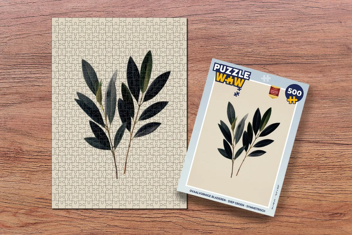 PuzzleWow Legpuzzel 500 Stuks - Diep groen Ovaalvormige bladeren