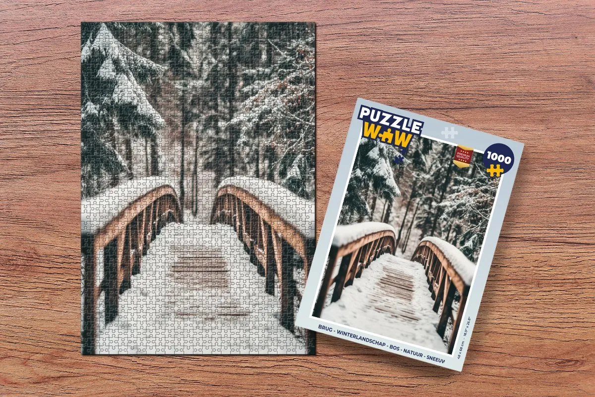 PuzzleWow Winterlandschap Legpuzzel 1000 Stuks - Brug