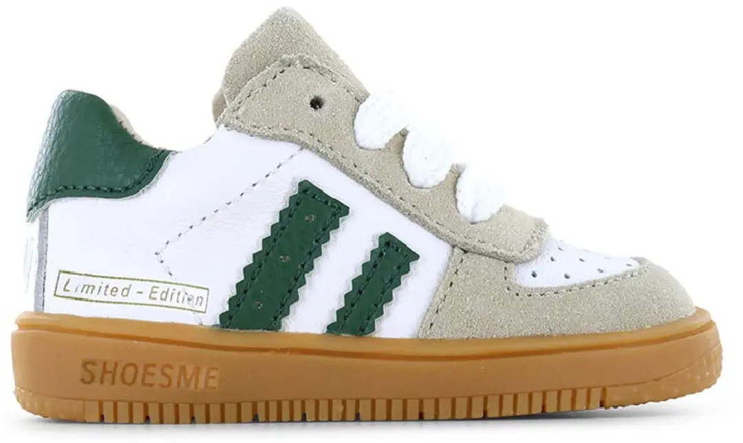 Shoesme Wit-Groen Sneakertje - Sneakers Kinderen - Jongens - Beige Green - Suède - Maat 21 - afbeelding 3 van 6