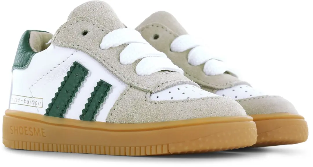 Shoesme Wit-Groen Sneakertje - Sneakers Kinderen - Jongens - Beige Green - Suède - Maat 21 - afbeelding 4 van 6