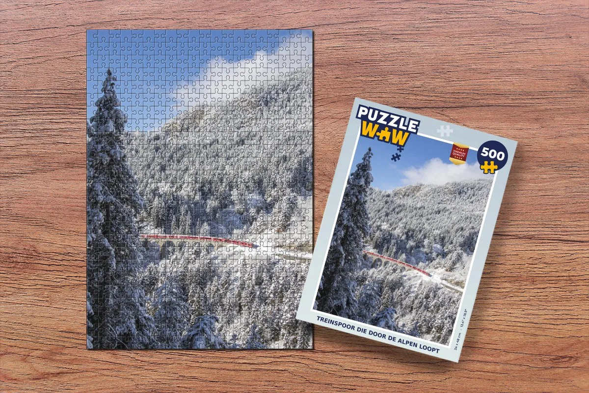 PuzzleWow Alpen Treinspoor Legpuzzel 500 Stuks - Multicolor