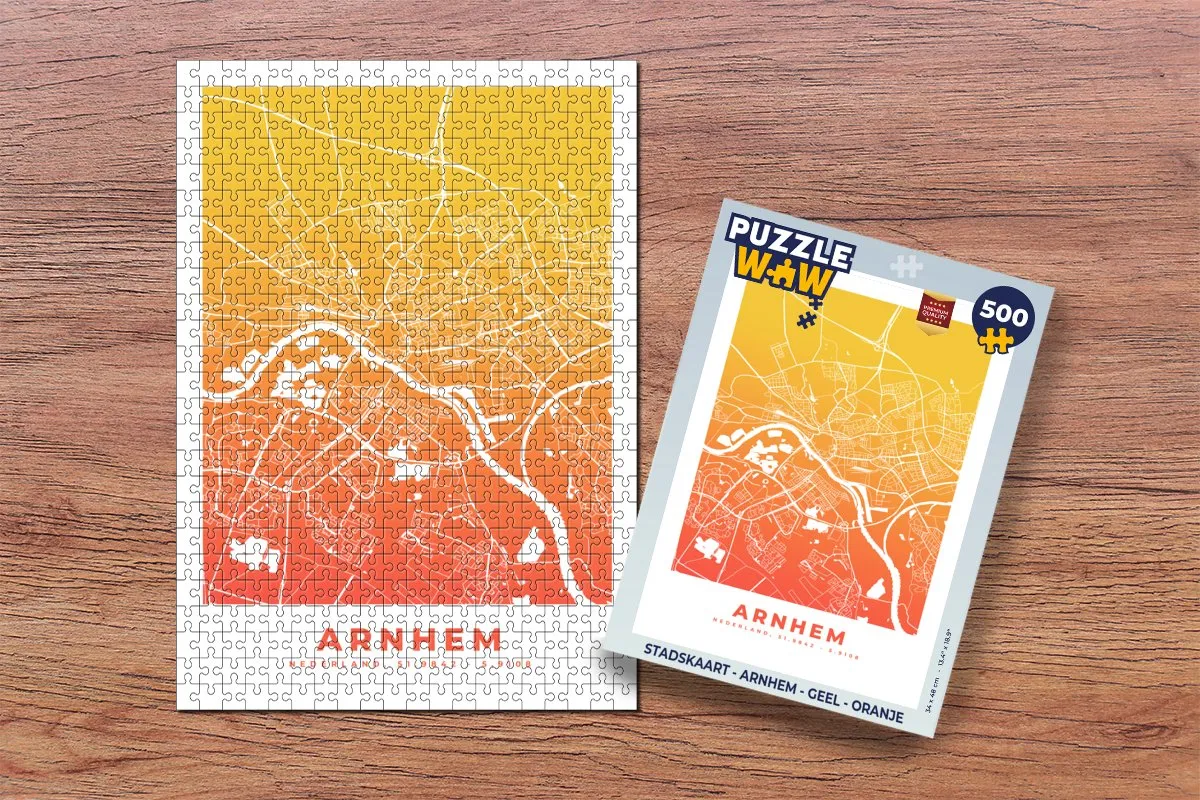 PuzzleWow Stadskaart Arnhem Legpuzzel 500 Stuks - Multicolor
