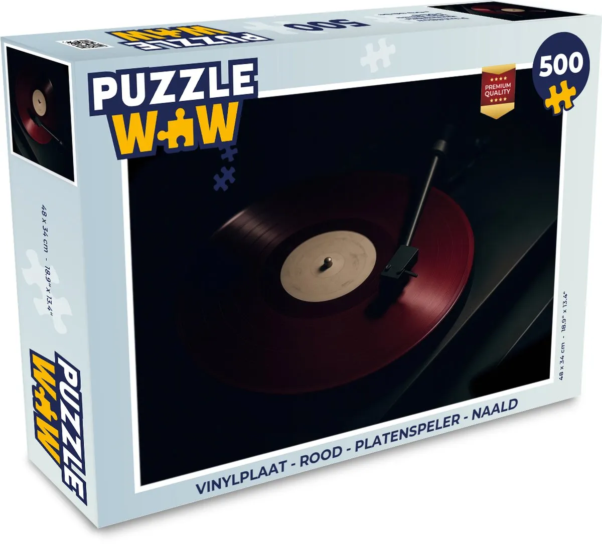 PuzzleWow Vinylplaat Platenspeler Puzzel 500 Stuks - Rood