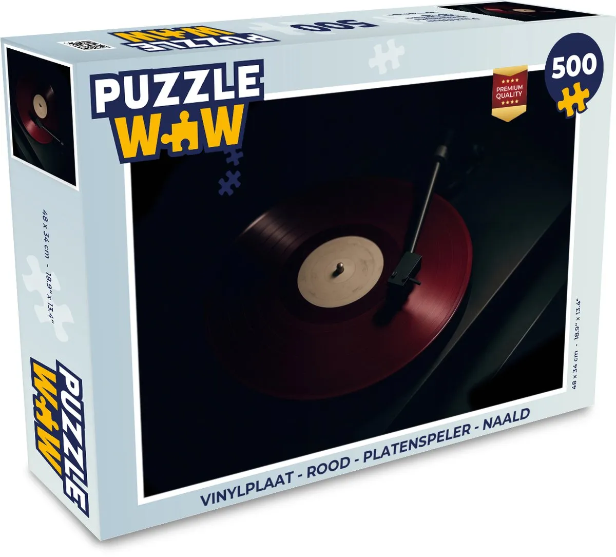 PuzzleWow Vinylplaat Platenspeler Puzzel 500 Stuks - Rood