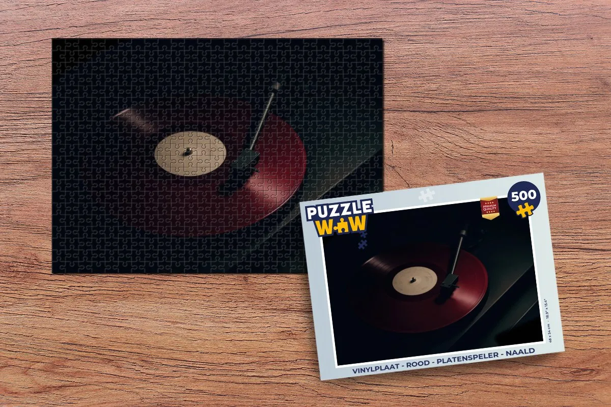 PuzzleWow Vinylplaat Platenspeler Puzzel 500 Stuks - Rood