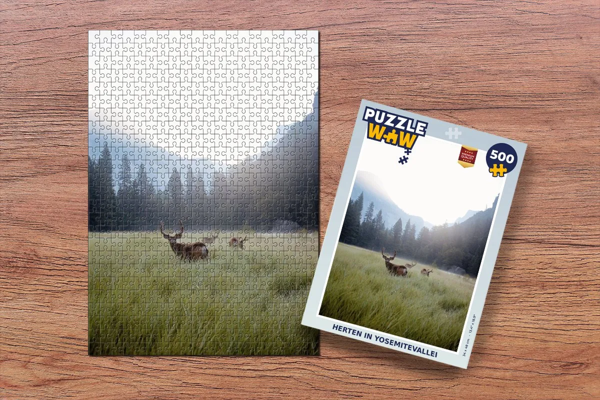 PuzzleWow Bos Herten Mist Legpuzzel 500 Stuks - Multicolor