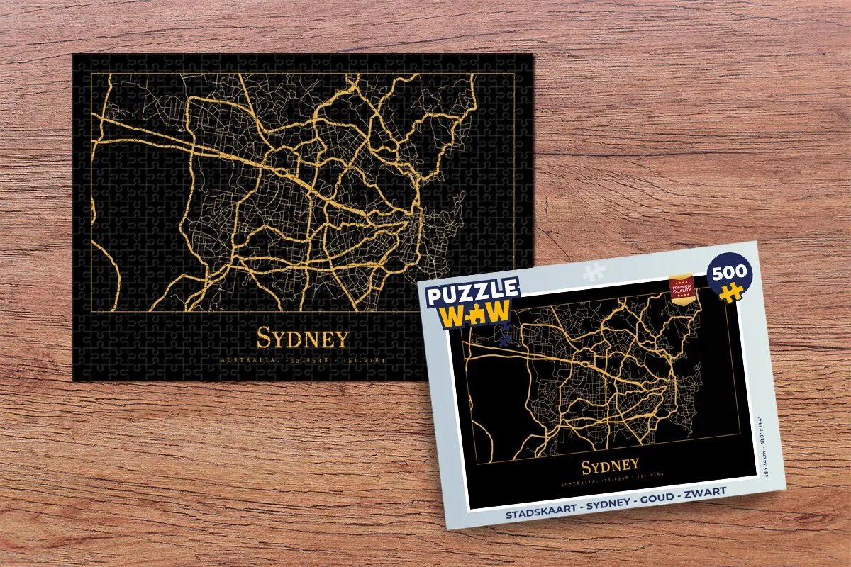 PuzzleWow Sydney Legpuzzel 500 Stuks - Goud/Zwart