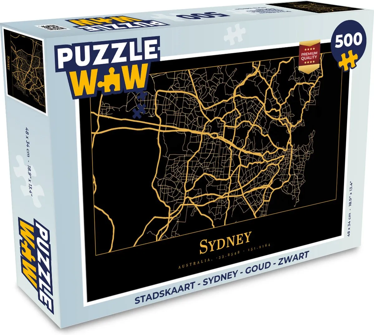 PuzzleWow Sydney Legpuzzel 500 Stuks - Goud/Zwart