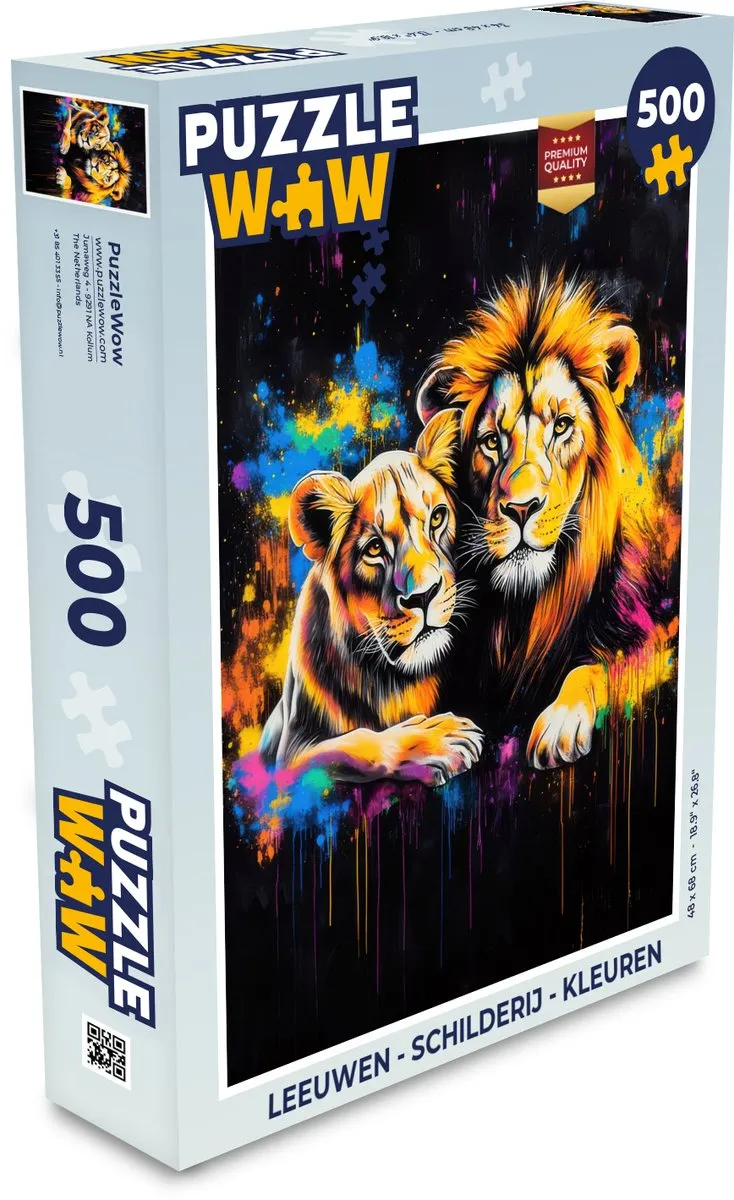 PuzzleWow Leeuwen Schilderij Legpuzzel 500 Stuks - 8721179516315