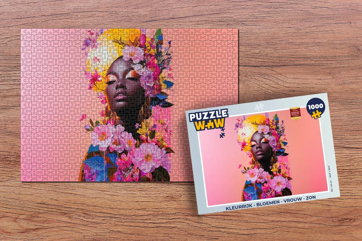 PuzzleWow Legpuzzel 1000 Stuks - Bloemen & Vrouw