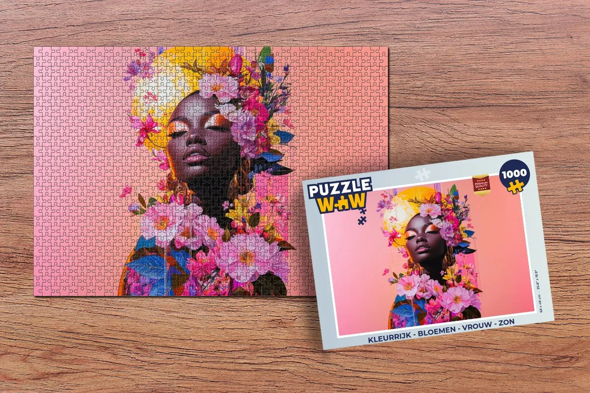 PuzzleWow Legpuzzel 1000 Stuks - Bloemen & Vrouw
