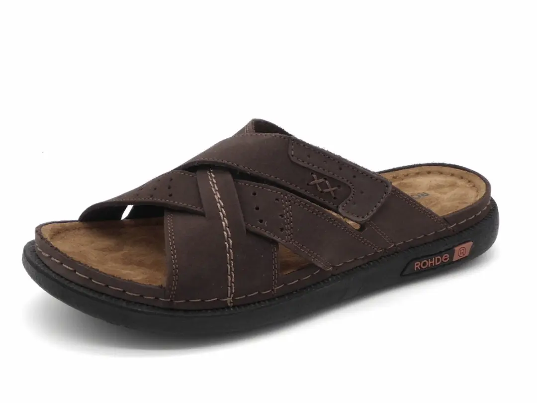 Rohde Bruine Leren Heren Slippers