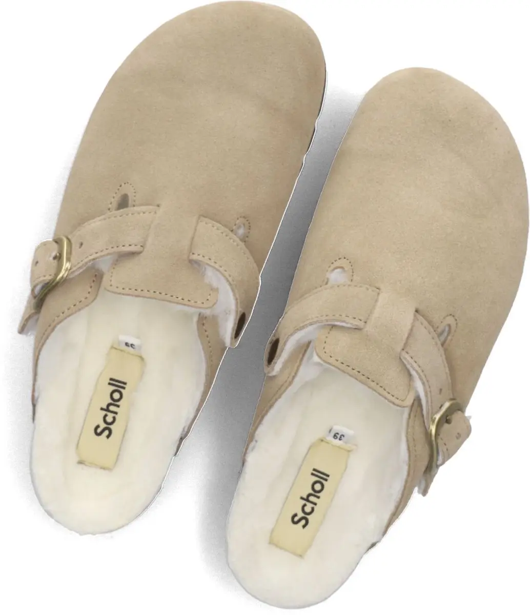 SCHOLL FAE NEW F Suede SA Womens Dark Beige FALSO Clogs - Dark Beige - Maat 39