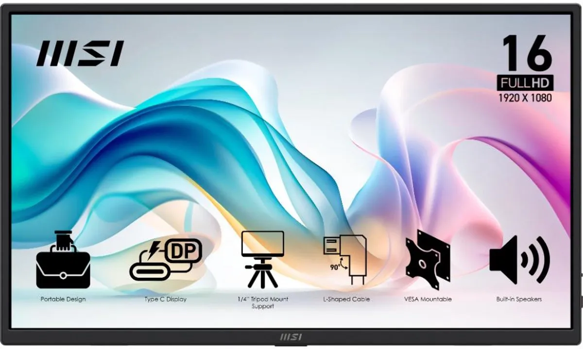 MSI PRO MP165 E6 USB-C Monitor 15.6" Full HD - 15W