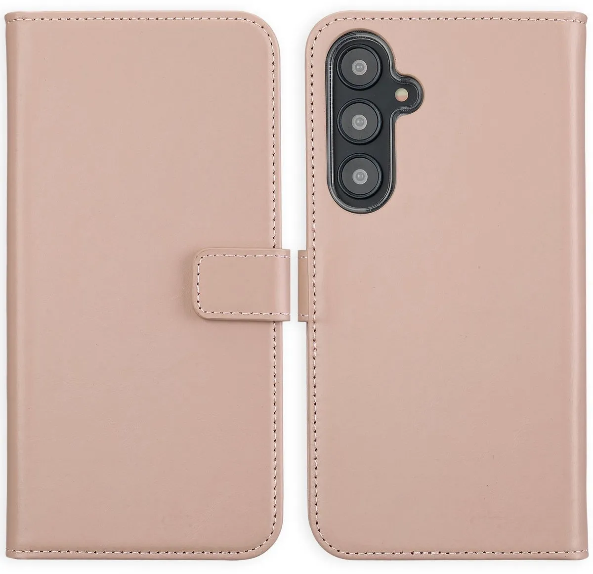 Selencia Hoesje Samsung Galaxy S24 FE - Echt Lederen Bookcase 3 Pasjes - Lichtroze