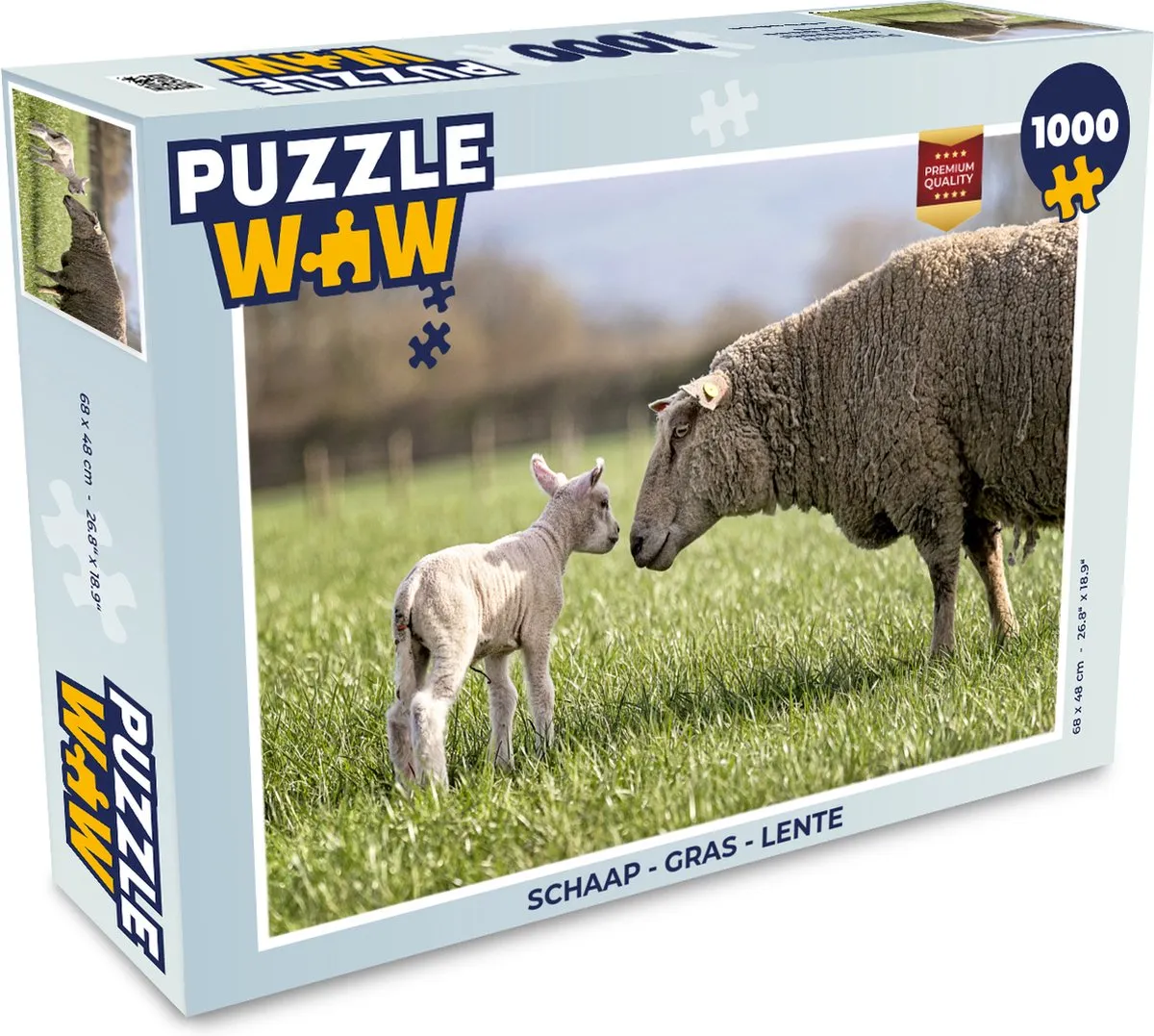 PuzzleWow Legpuzzel Schaap - Gras - Lente 1000 Stuks - Multicolor