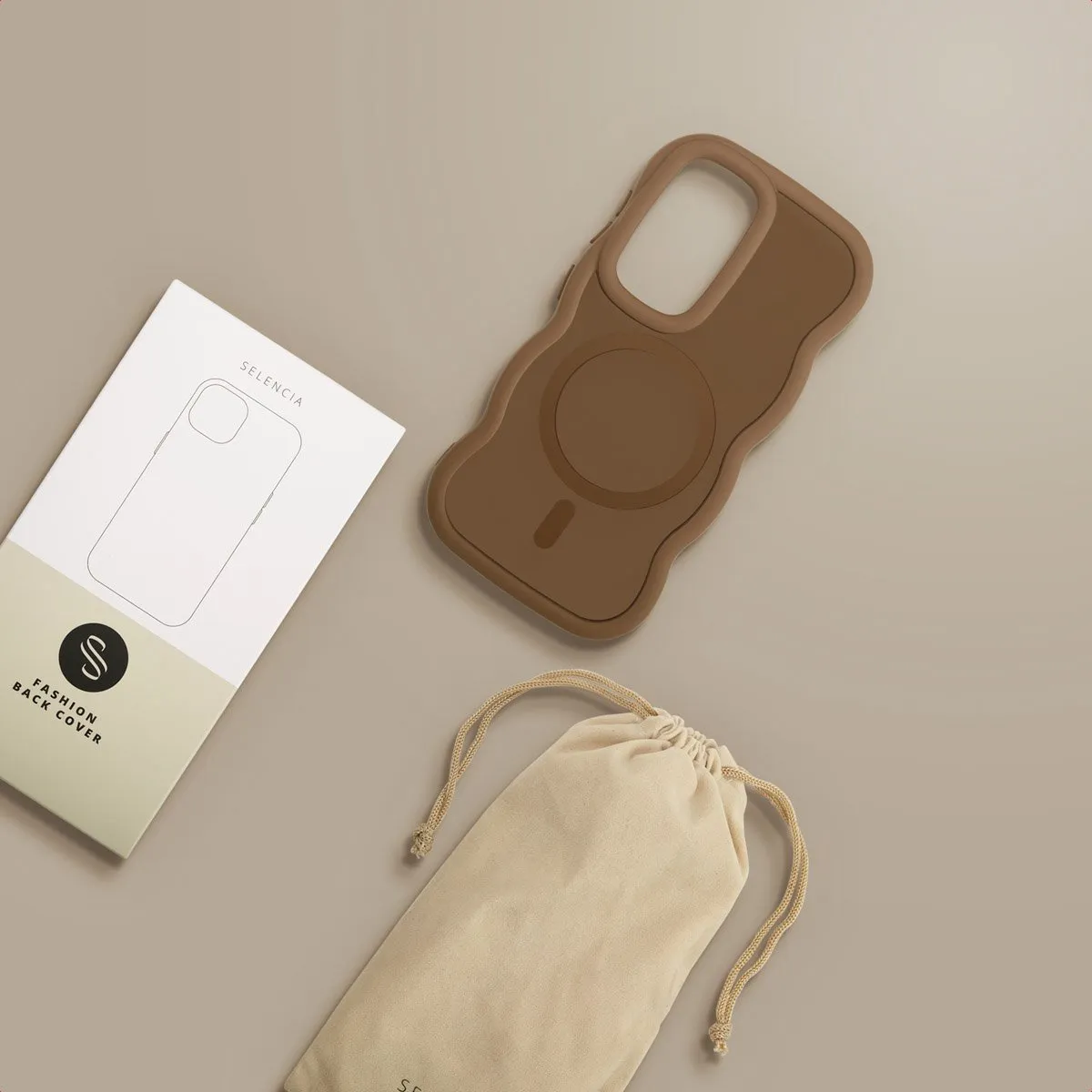 Selencia Wavy Case Samsung Galaxy S24/S25 - Mocha Brown