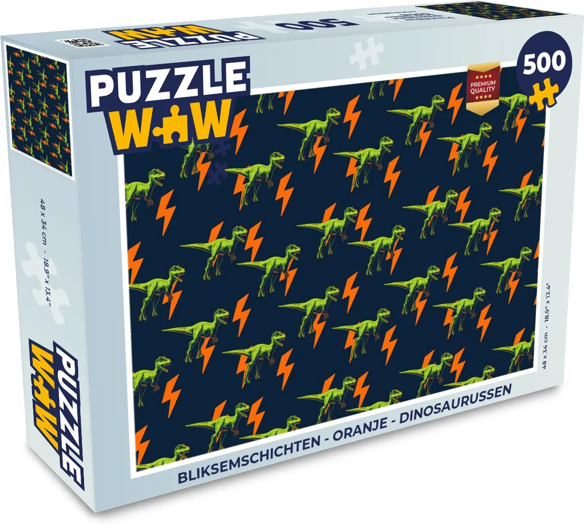 PuzzleWow Legpuzzel Bliksemschichten Dinosaurussen 500 Stuks - Oranje
