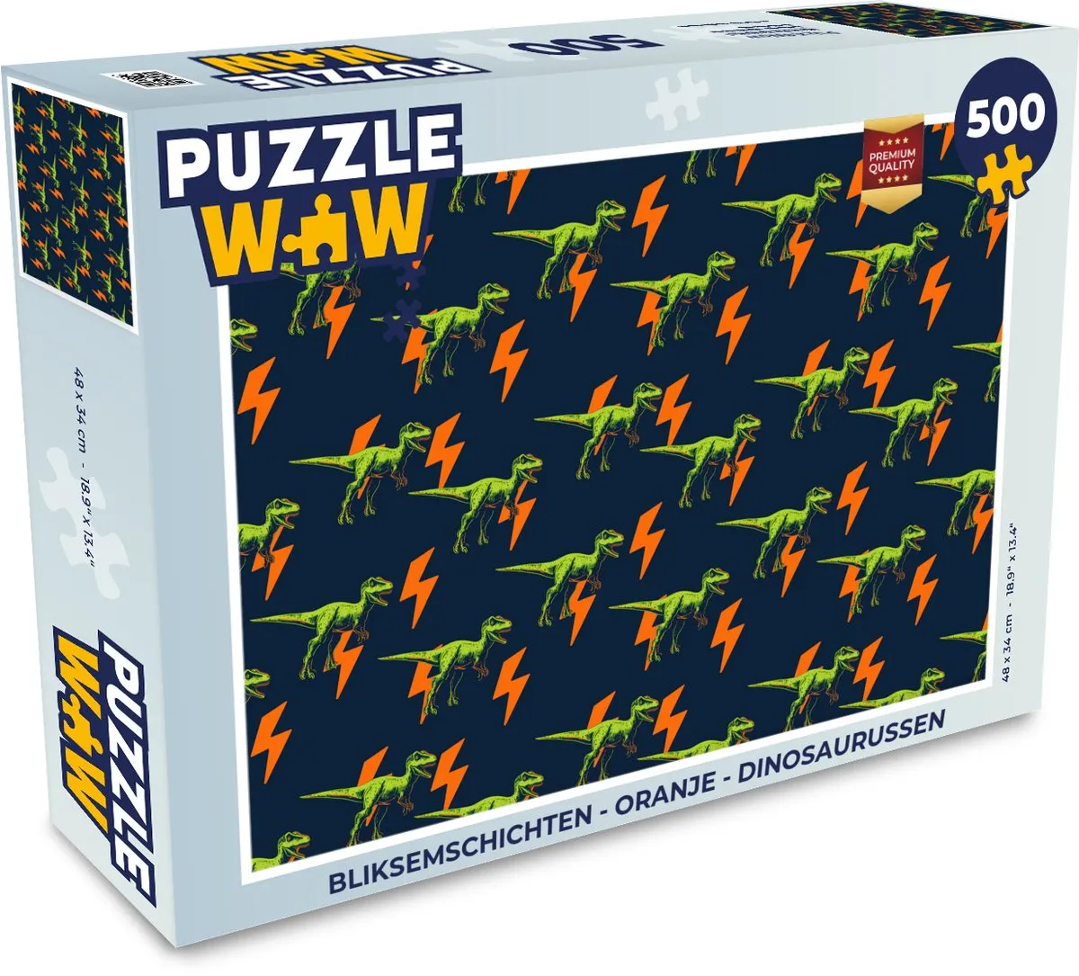PuzzleWow Legpuzzel Bliksemschichten Dinosaurussen 500 Stuks - Oranje