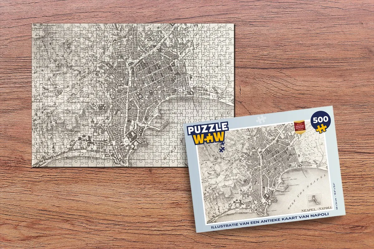 PuzzleWow Napoli Antieke Kaart Legpuzzel 500 Stuks - Multicolor