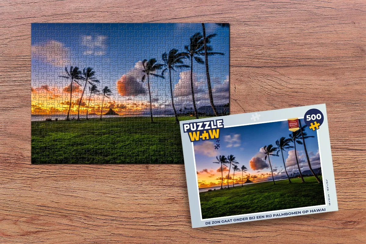 PuzzleWow Legpuzzel De zon gaat onder bij Hawaii 500 Stuks - Multicolor
