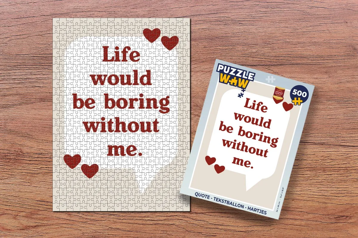 PuzzleWow Quote Tekstballon Legpuzzel 500 Stuks - Hartjes - Rood/Wit