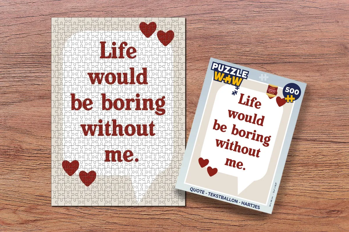 PuzzleWow Quote Tekstballon Legpuzzel 500 Stuks - Hartjes - Rood/Wit