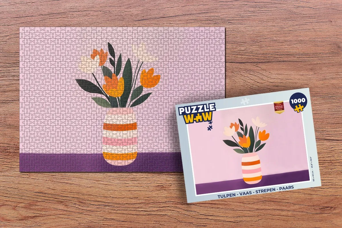 PuzzleWow Tulpen Vaas Legpuzzel 1000 Stuks - Paars