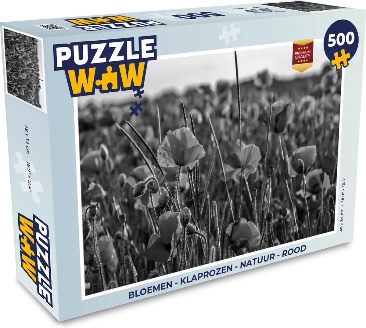 PuzzleWow Bloemen Klaprozen Legpuzzel 500 Stuks - Multicolor